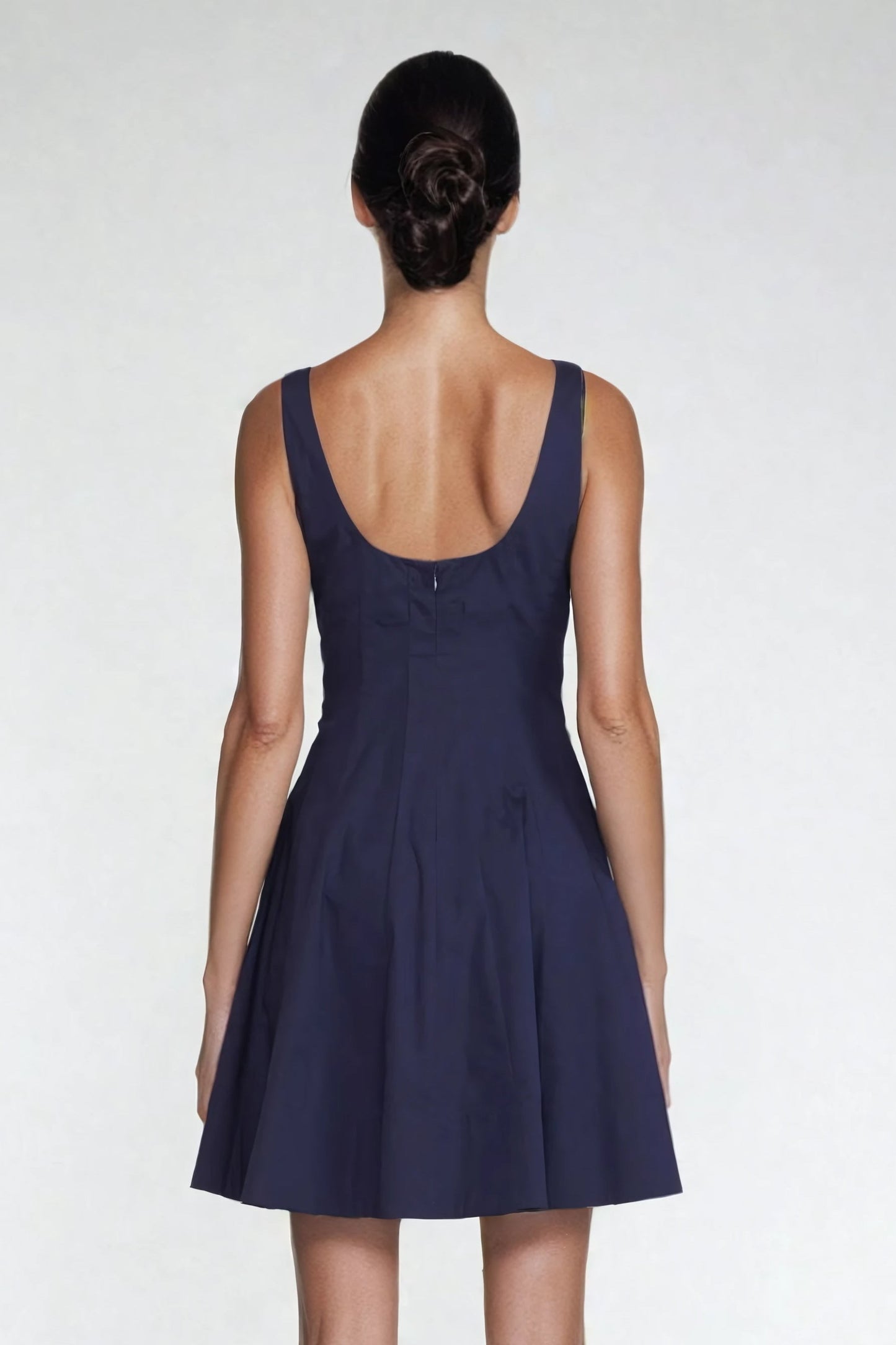 Sleeveless Square-Neck Mini Dress - Navy Blue