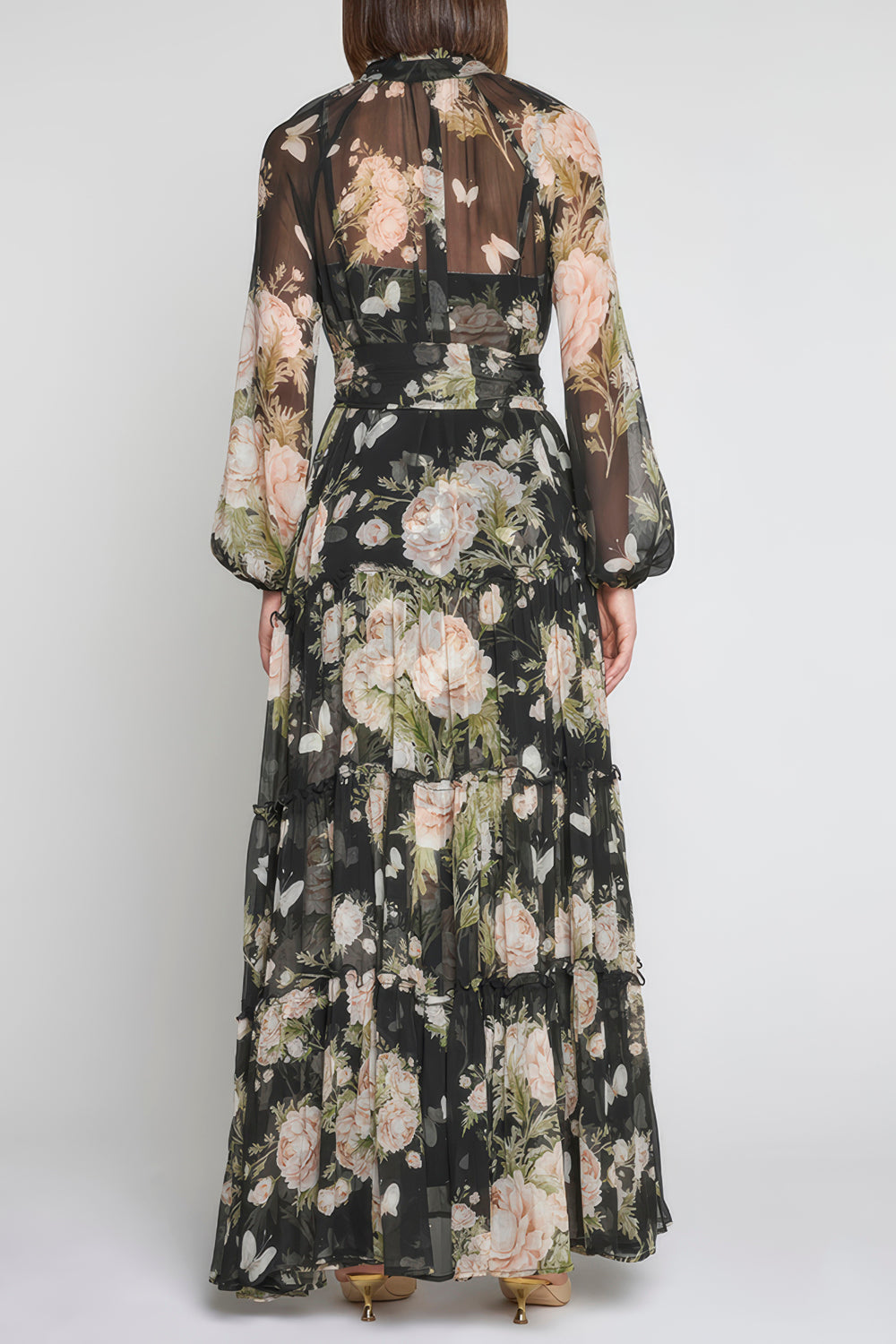 Floral Print Tiered Maxi Dress