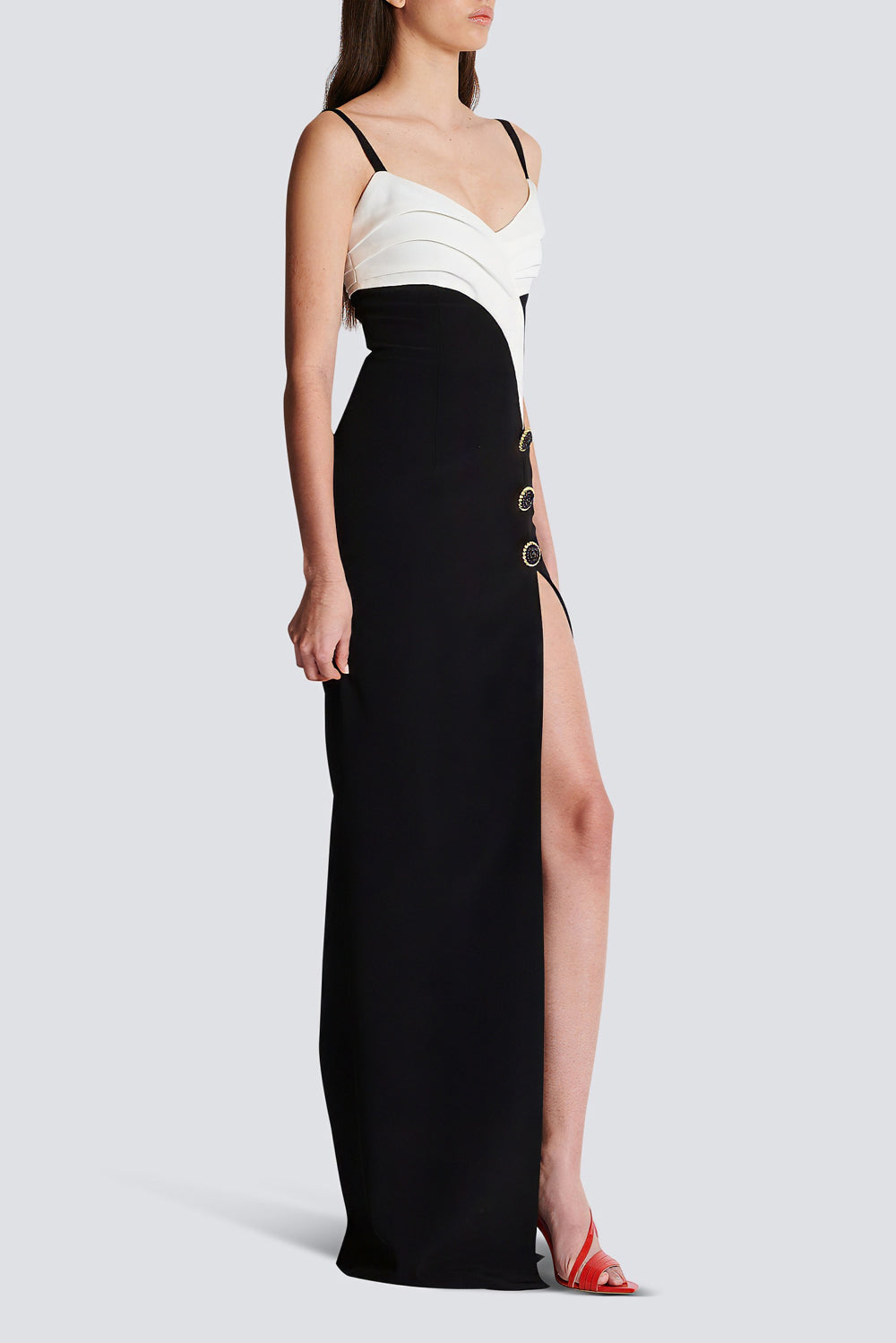 Square Collar Maxi Dress with Side Slit