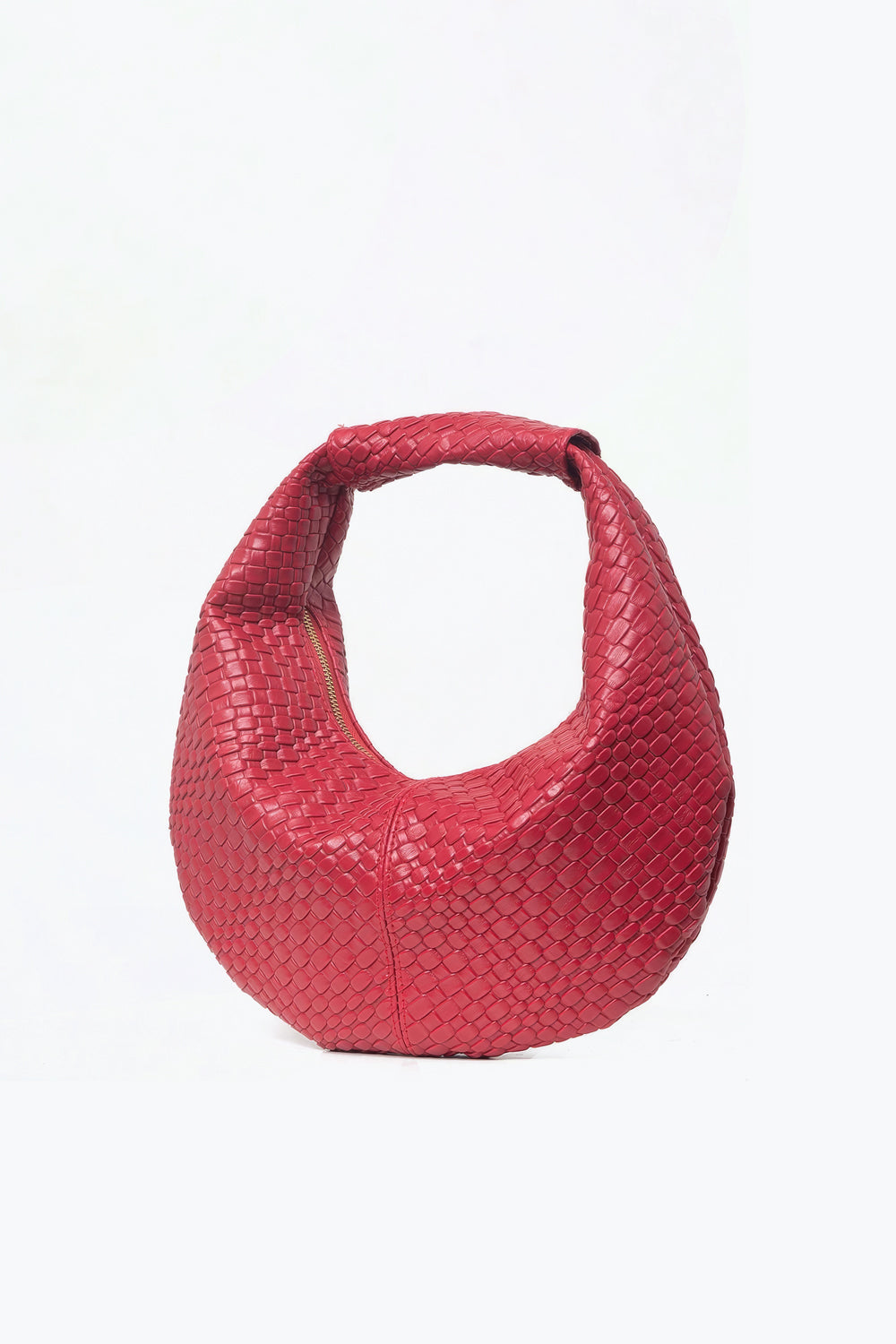 Woven Texture Curved Handle Shoulder Bag