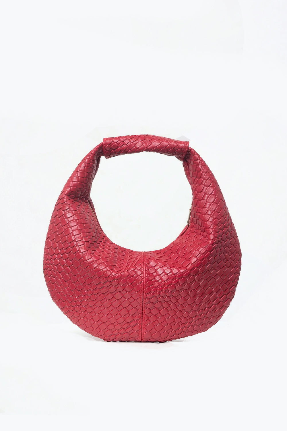 Woven Texture Curved Handle Shoulder Bag