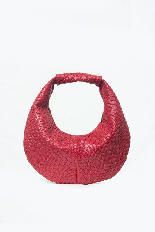 Woven Texture Curved Handle Shoulder Bag