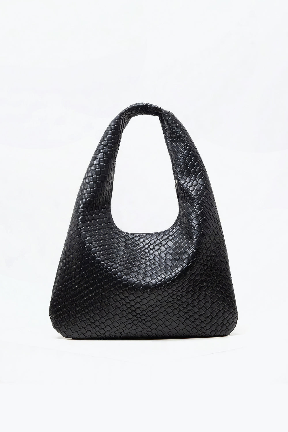Textured Hobo Shoulder Bag with Rounded Handle