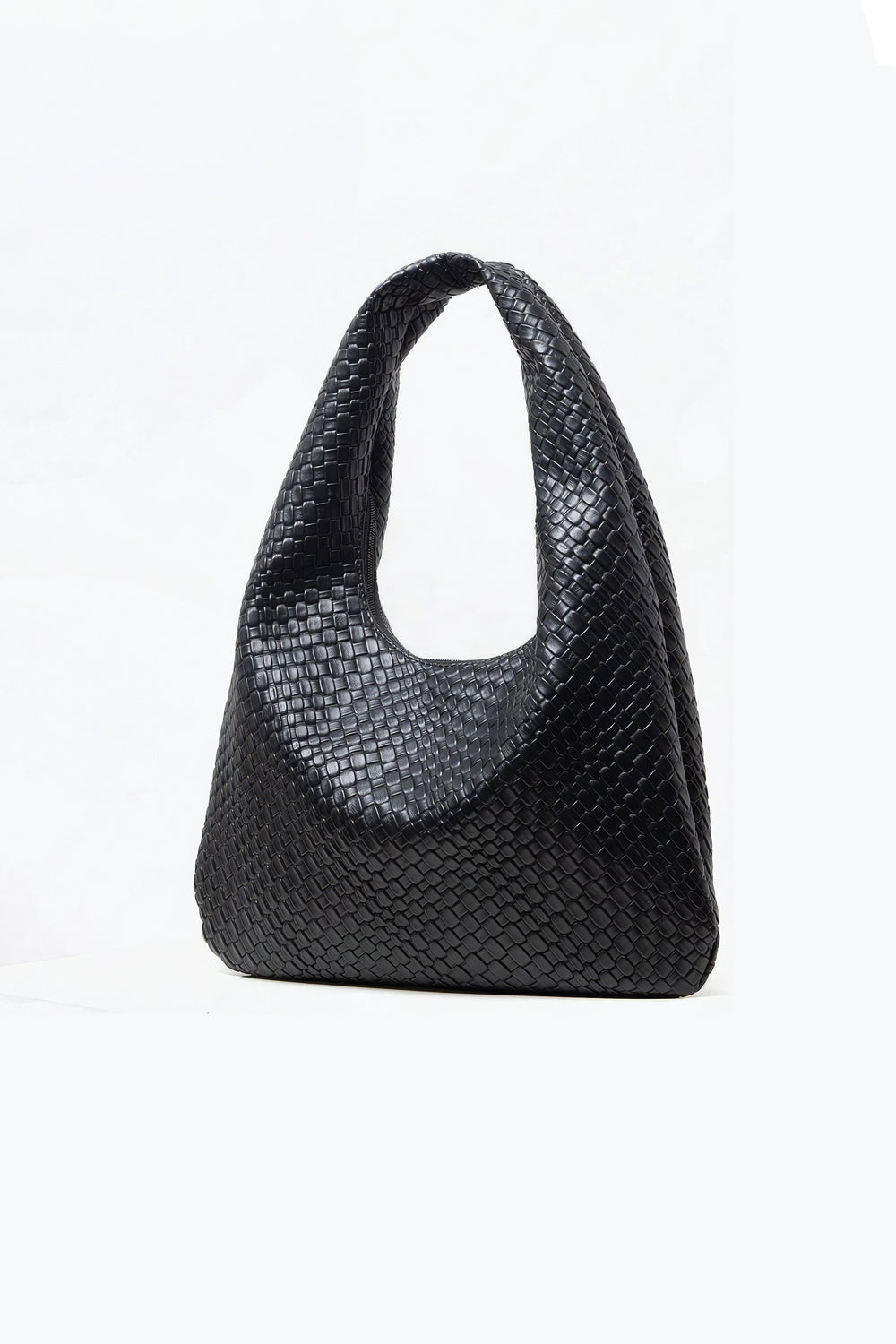 Textured Hobo Shoulder Bag with Rounded Handle