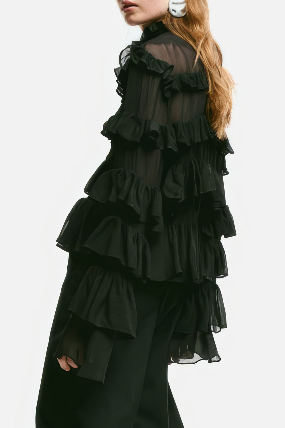 Elegant Ruffled Top with Long Sleeves