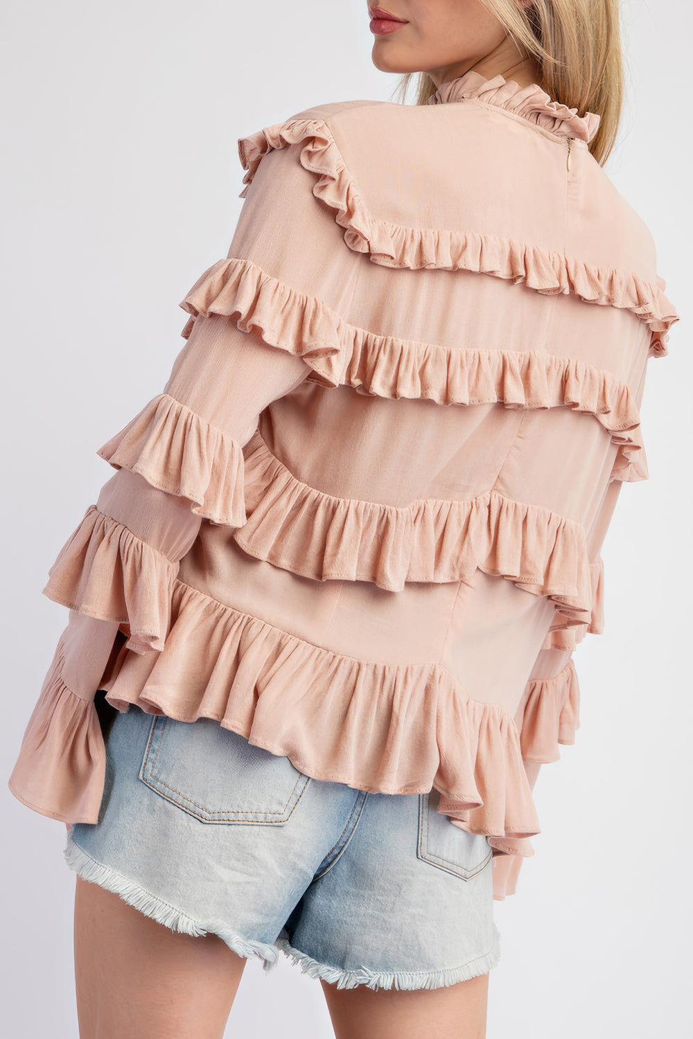 Elegant Ruffled Top with Long Sleeves