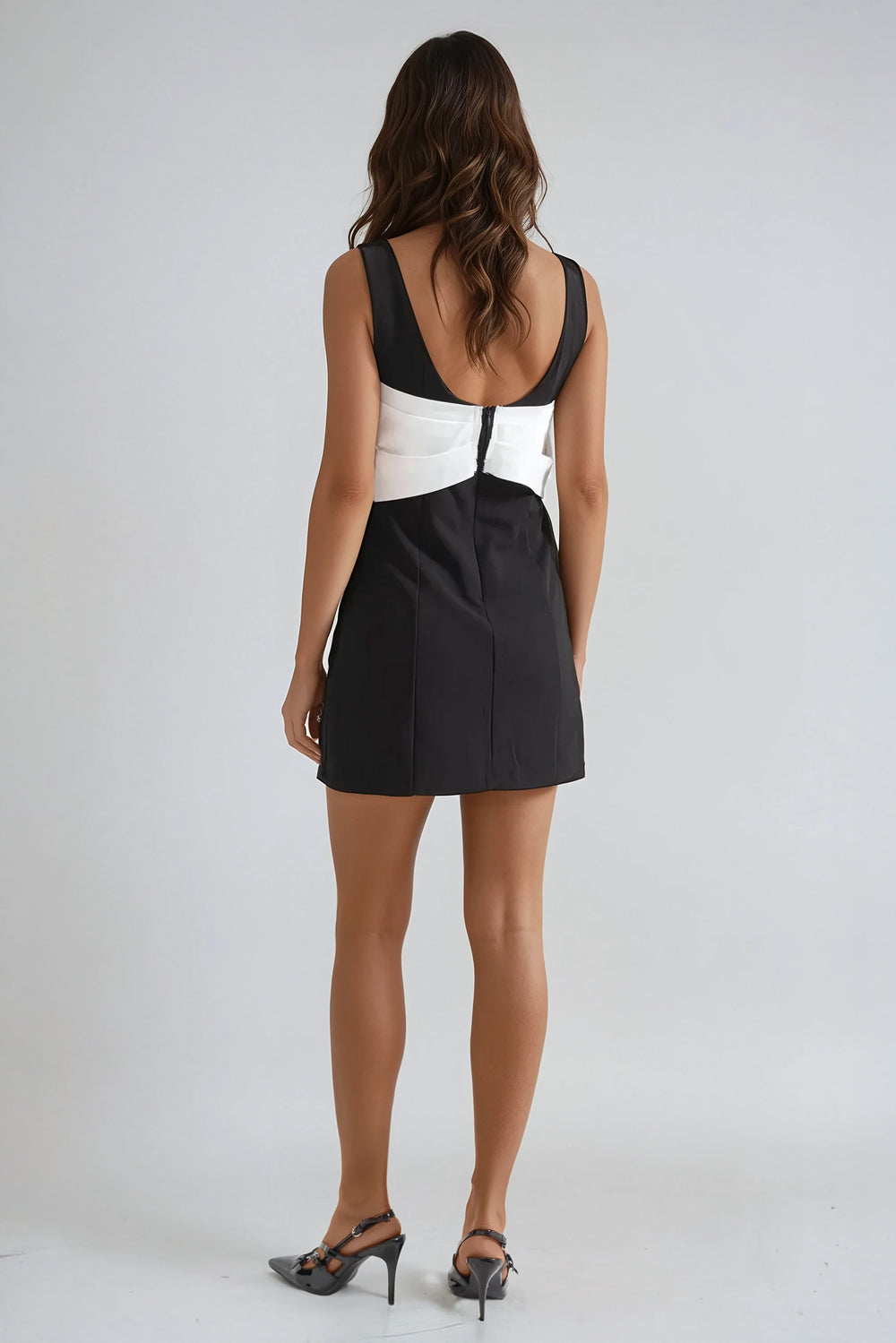 Bow Detail Sleeveless Mini Dress - Black
