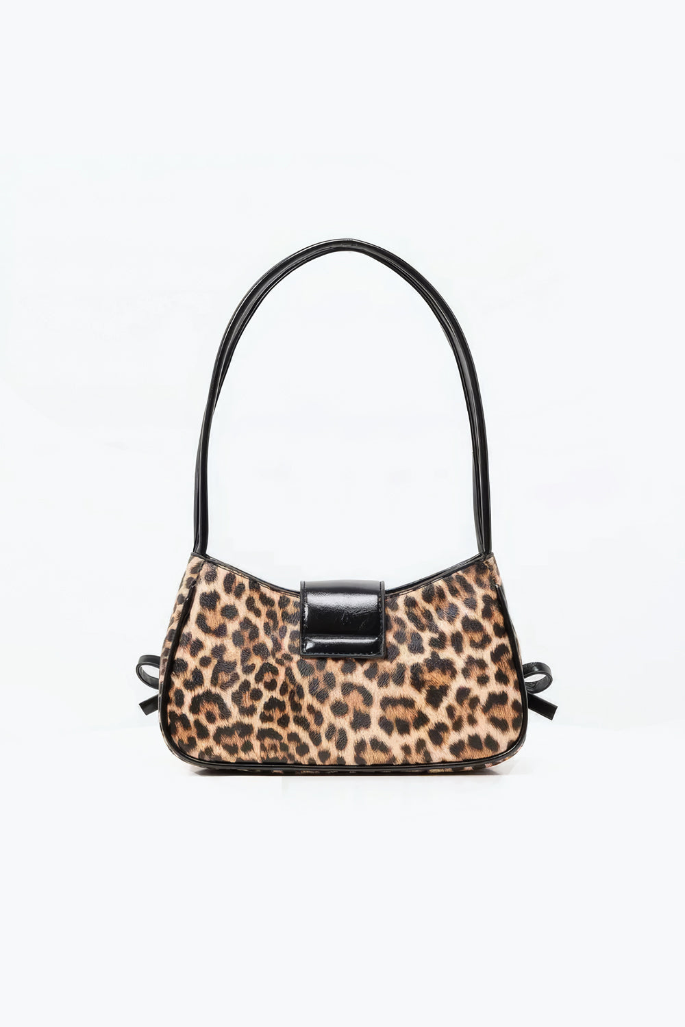Leopard Pattern Shoulder Bag with Bow Accents