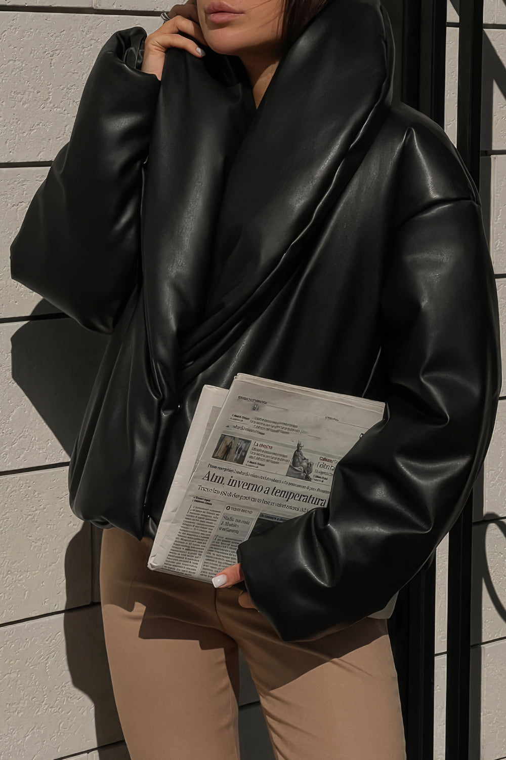 Oversized Leather Puffer Jacket
