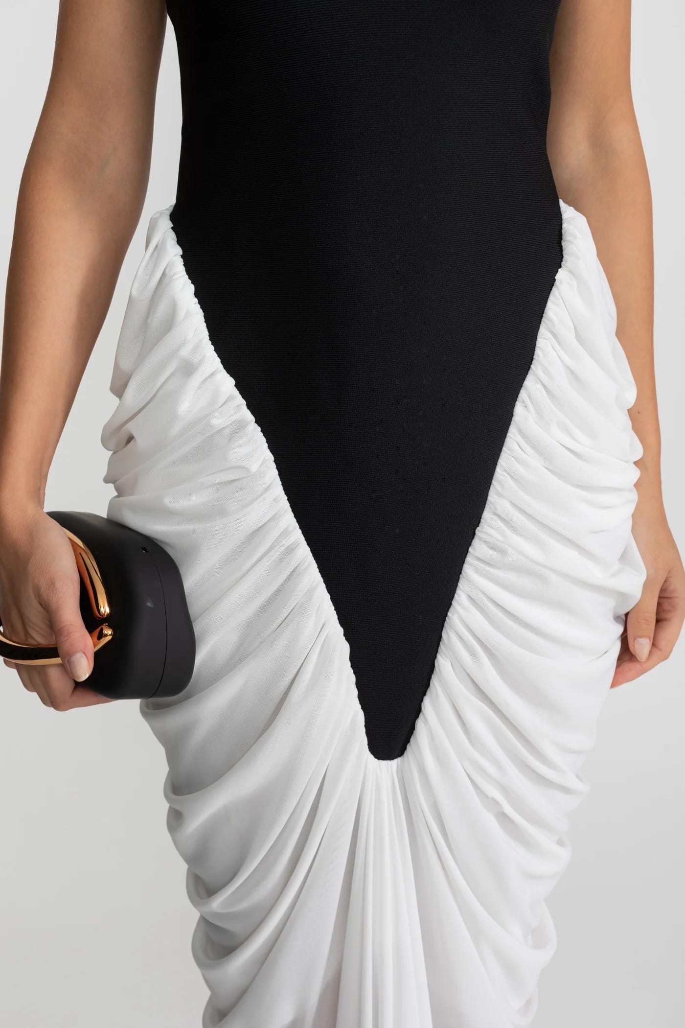 Halter Neck Draped Maxi Dress - Black