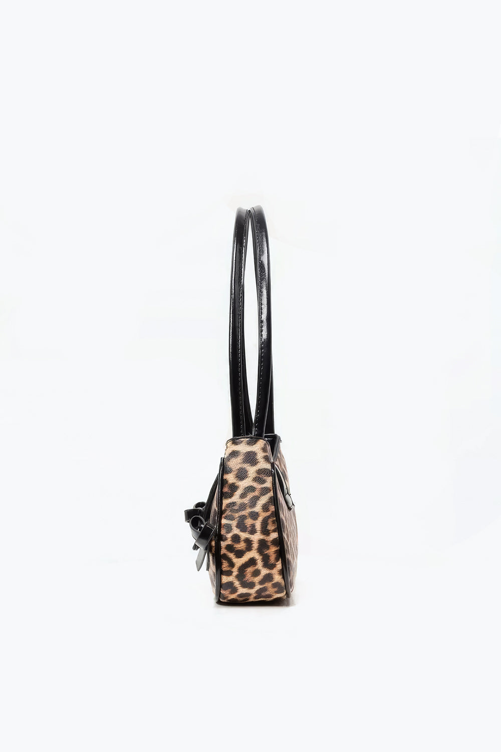 Leopard Pattern Shoulder Bag with Bow Accents