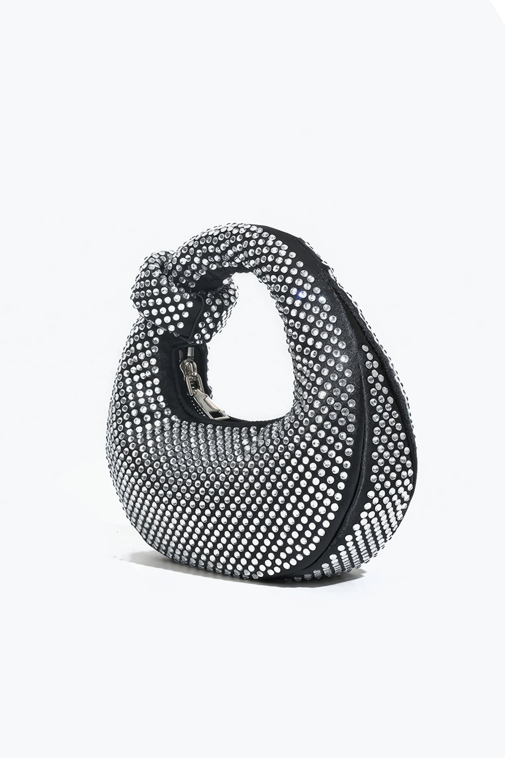 Crystal Studded Circular Knot Handle Bag