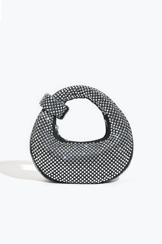 Crystal Studded Circular Knot Handle Bag