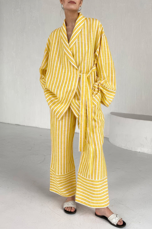 Striped Oversized Blazer and Flared Trousers Co-Ord Set