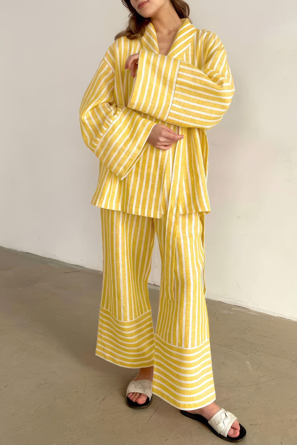 Striped Oversized Blazer and Flared Trousers Co-Ord Set