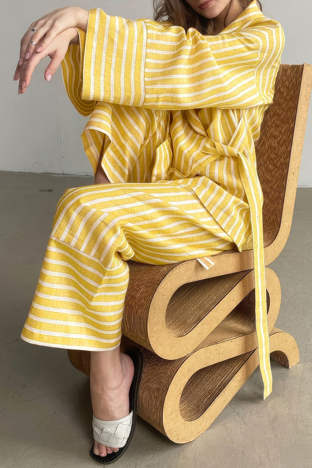 Striped Oversized Blazer and Flared Trousers Co-Ord Set