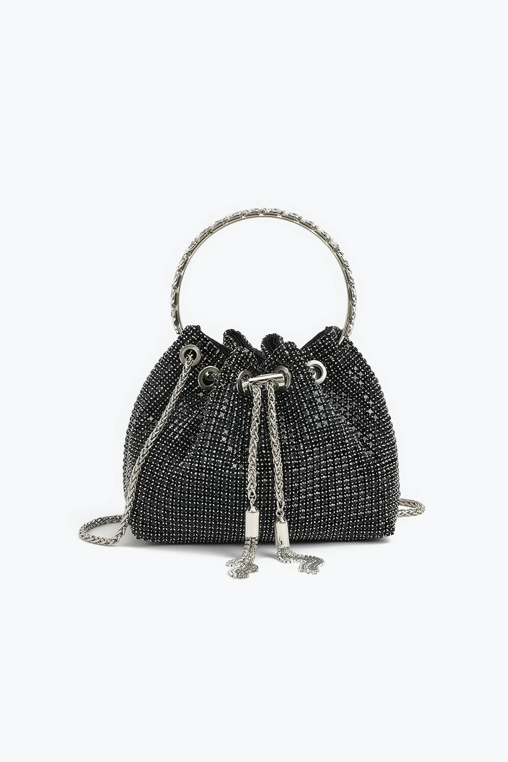 Rhinestone Handle Mini Bucket Bag
