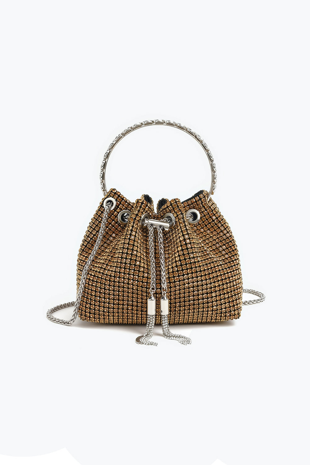 Rhinestone Handle Mini Bucket Bag