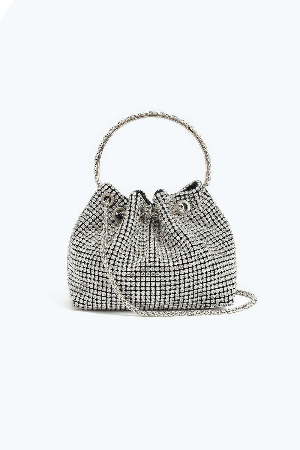 Rhinestone Handle Mini Bucket Bag