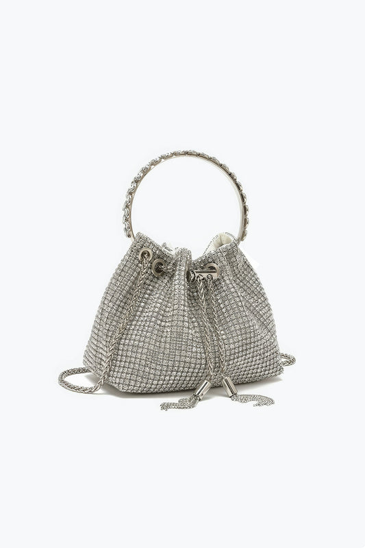Rhinestone Handle Mini Bucket Bag