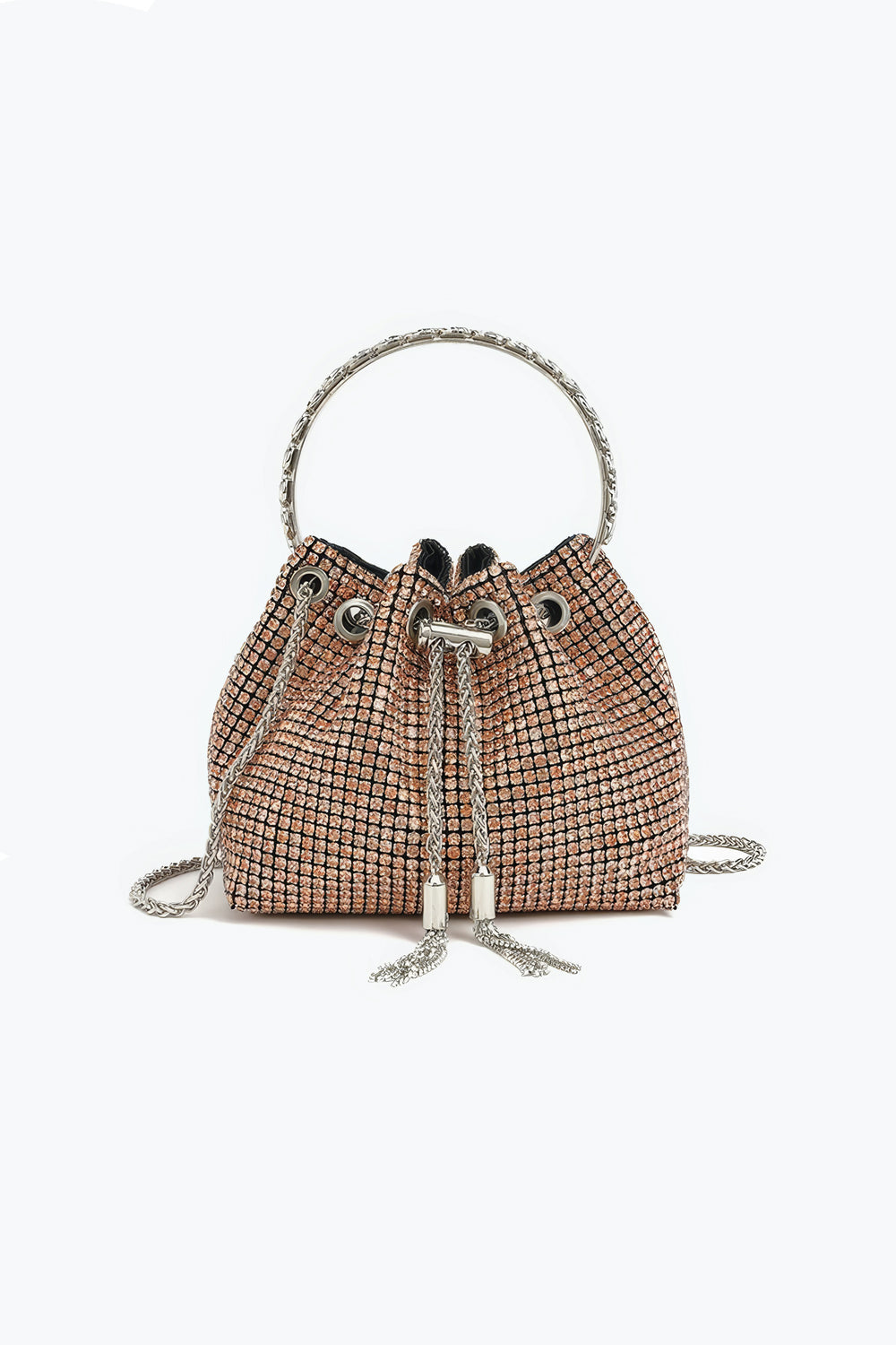 Rhinestone Handle Mini Bucket Bag