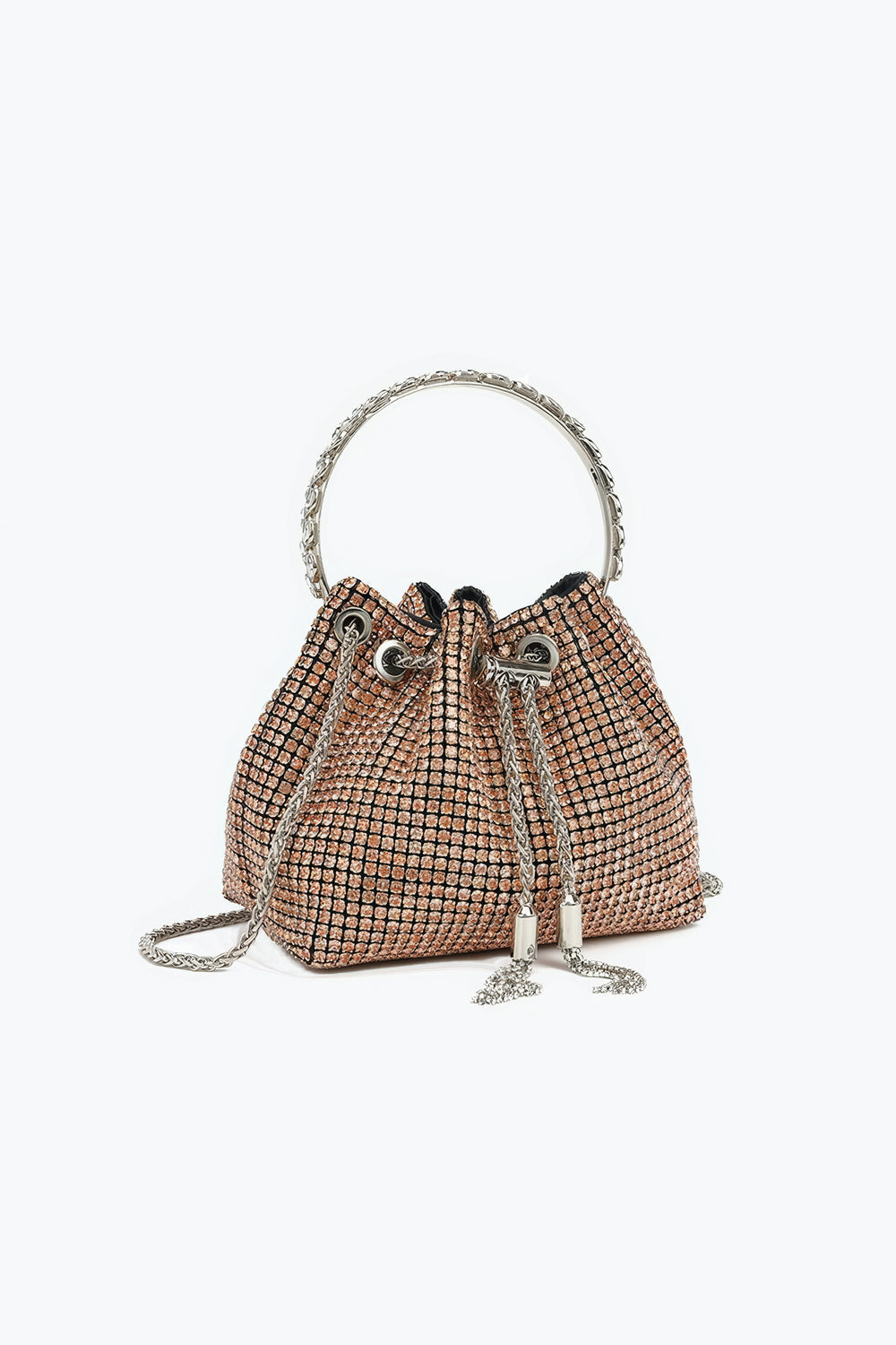 Rhinestone Handle Mini Bucket Bag