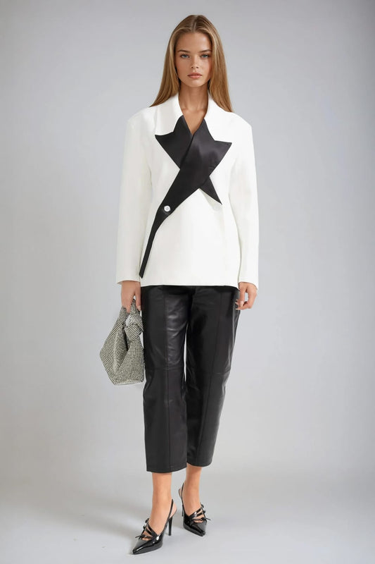 Blazer with Oversized Star Detail - White