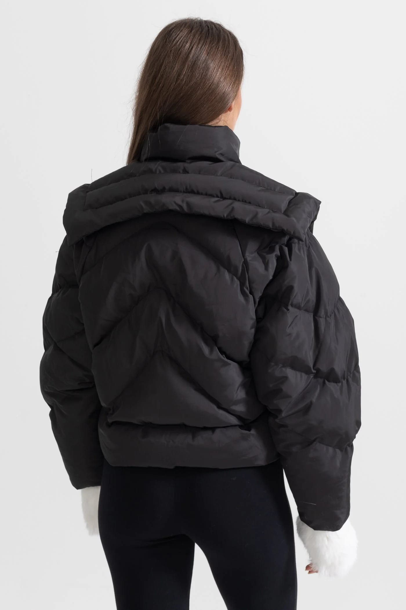 Puffer Jacket with Structured Shoulders - Black