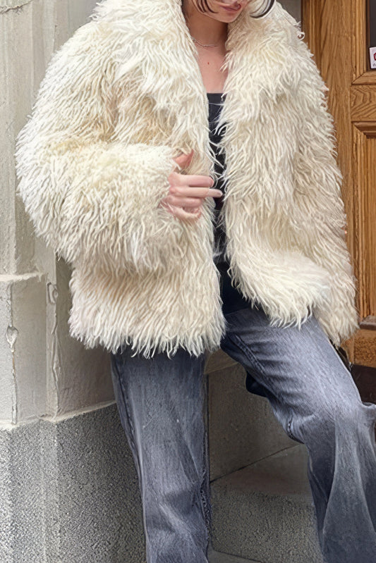 Oversized Fur Coat - White