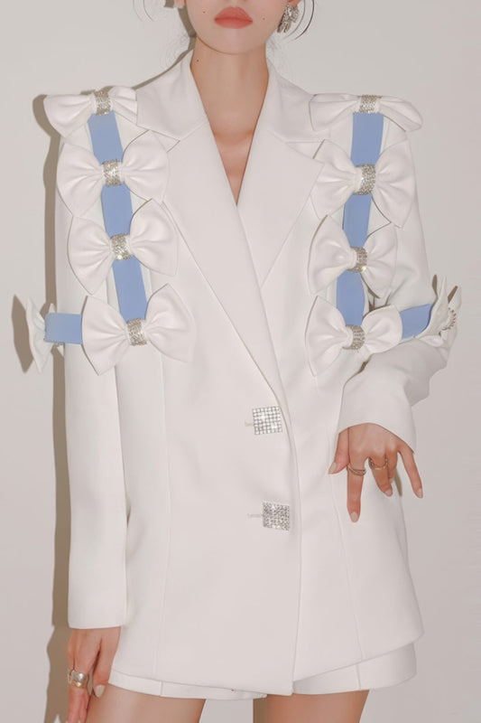 Elegant Embellished Blazer with Notched Collar