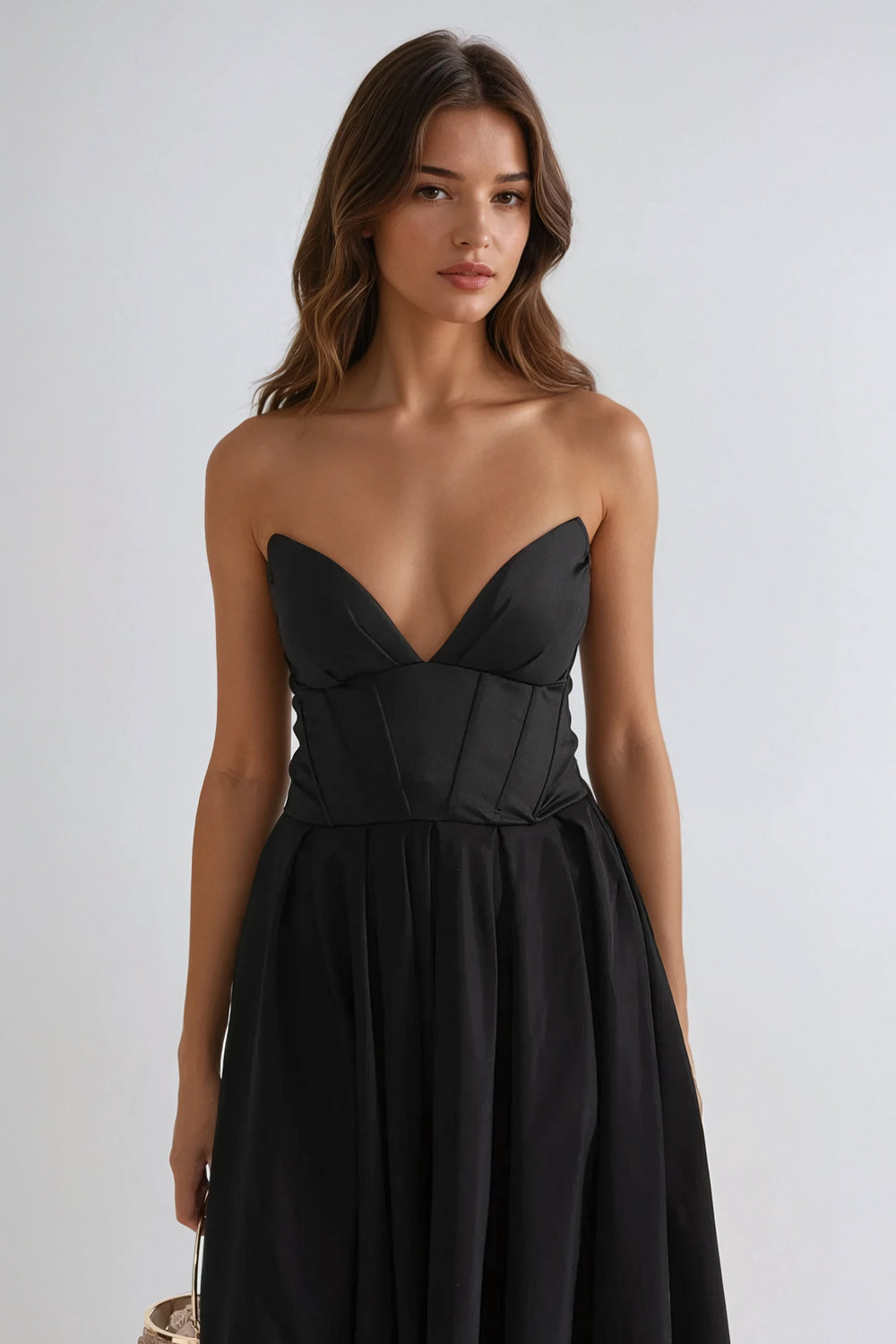 Strapless Sweetheart Neckline Maxi Dress - Black