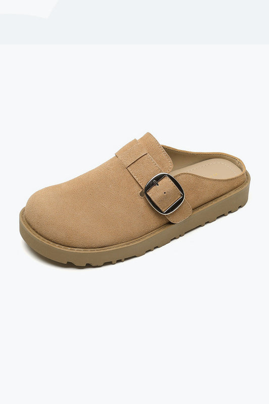 Buckled Slide-On Loafers - Brown