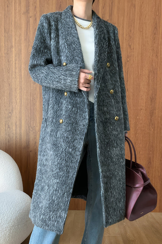 Double-Breasted Coat with Gold-Tone Buttons