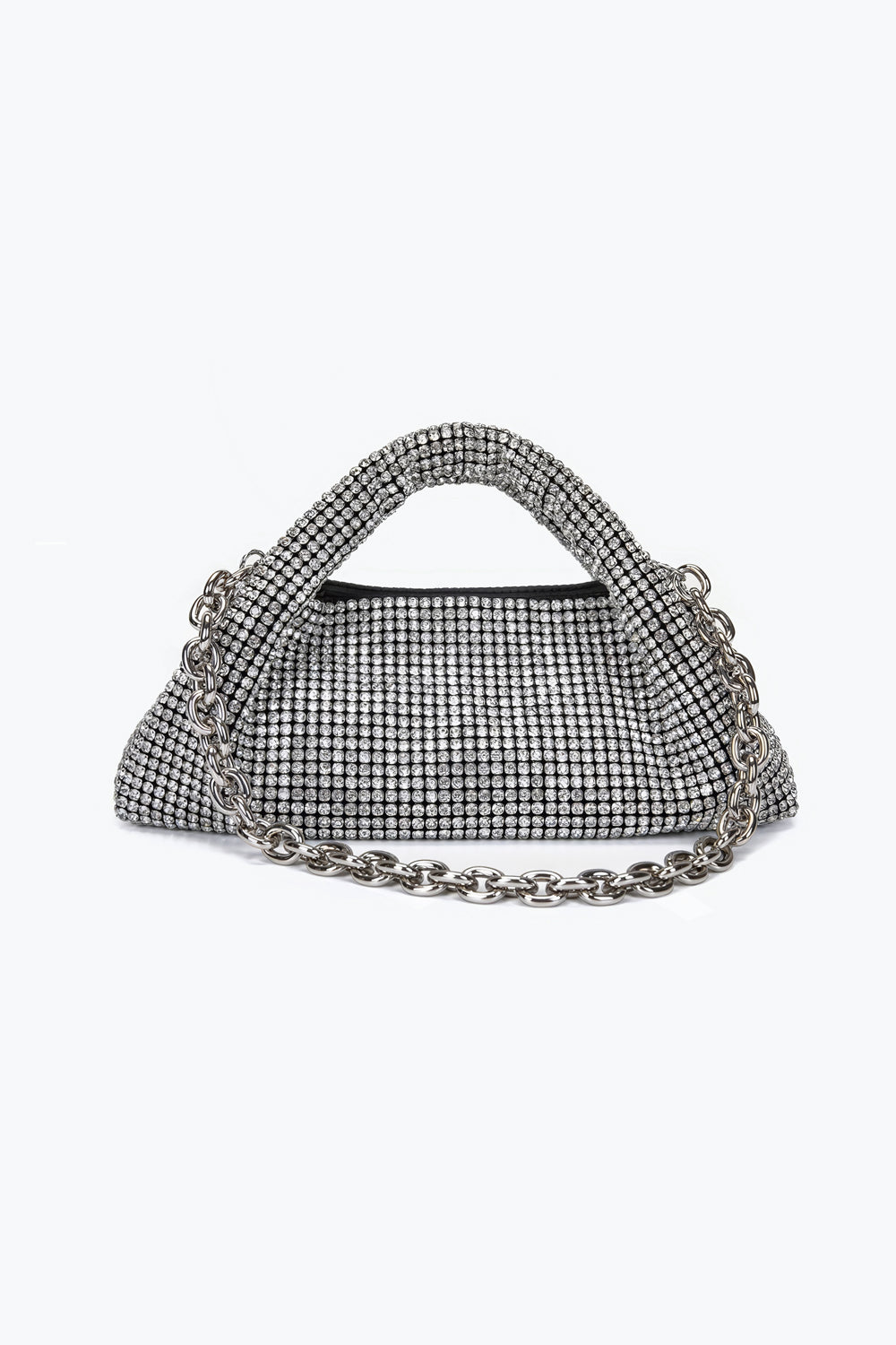Rhinestone Handle Bag with Chunky Chain