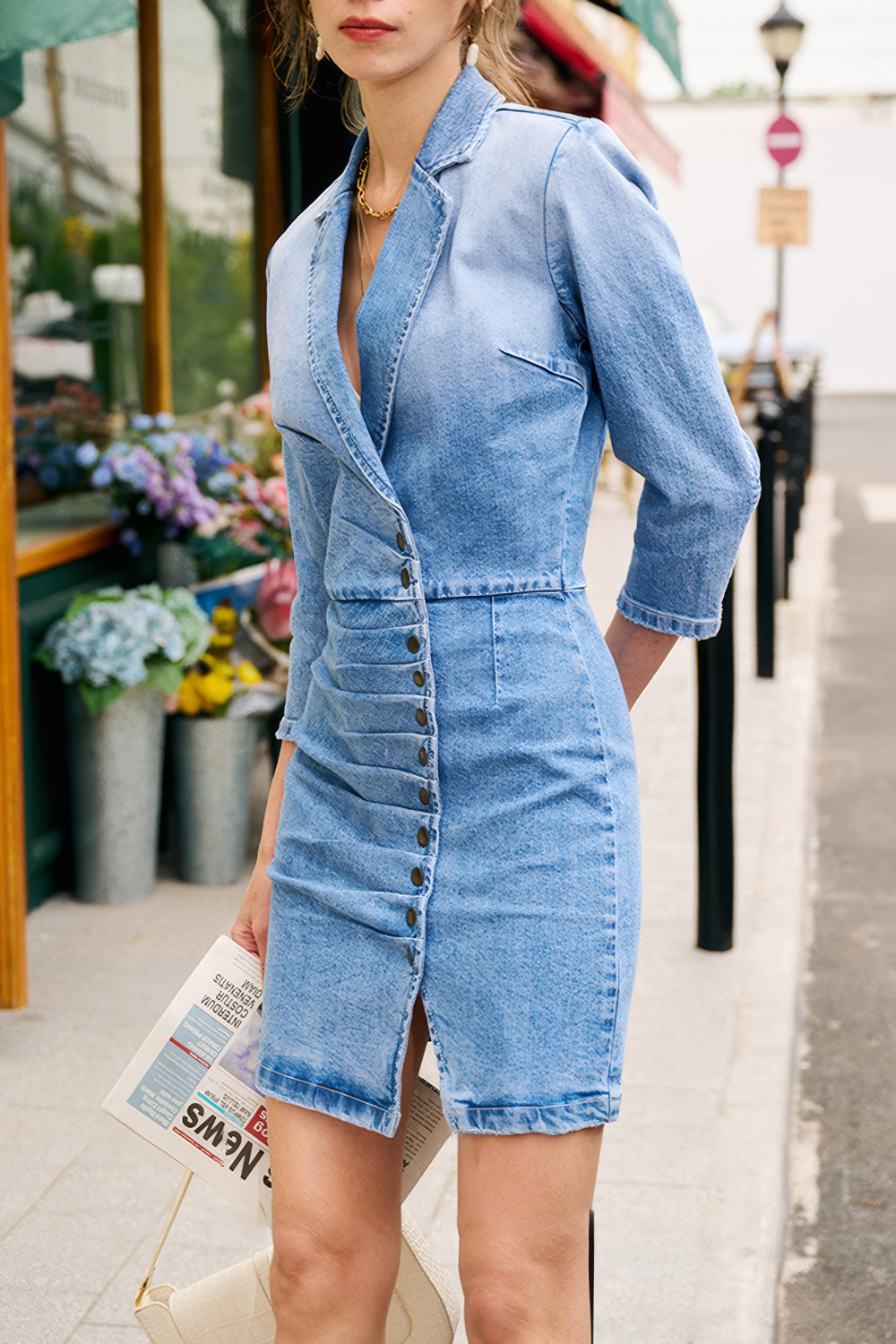 Button-Down Denim Mini Dress