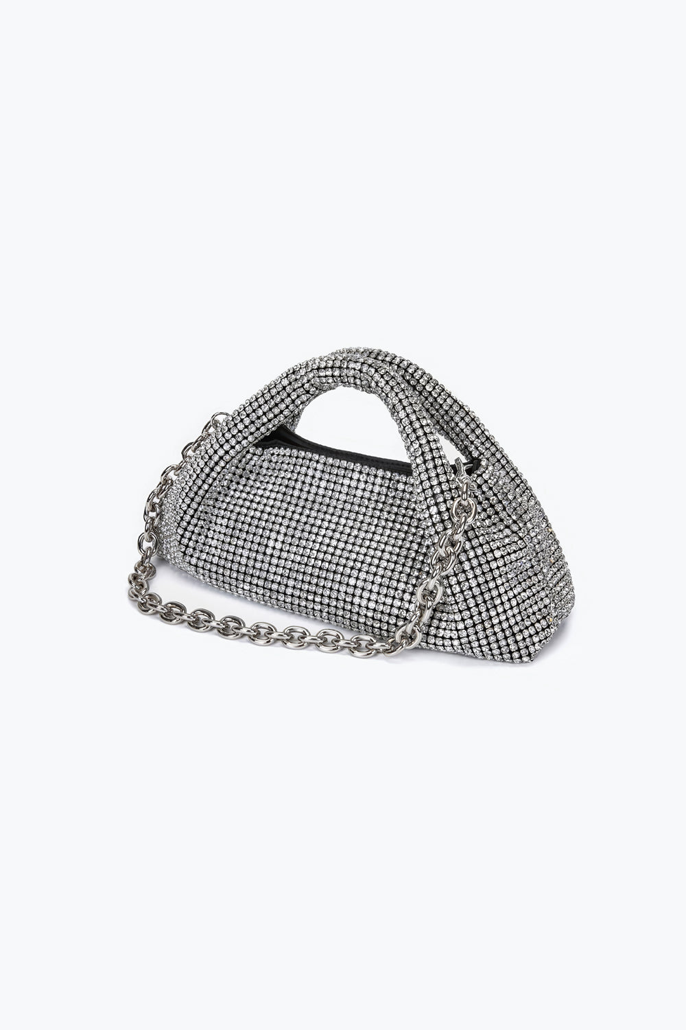 Rhinestone Handle Bag with Chunky Chain