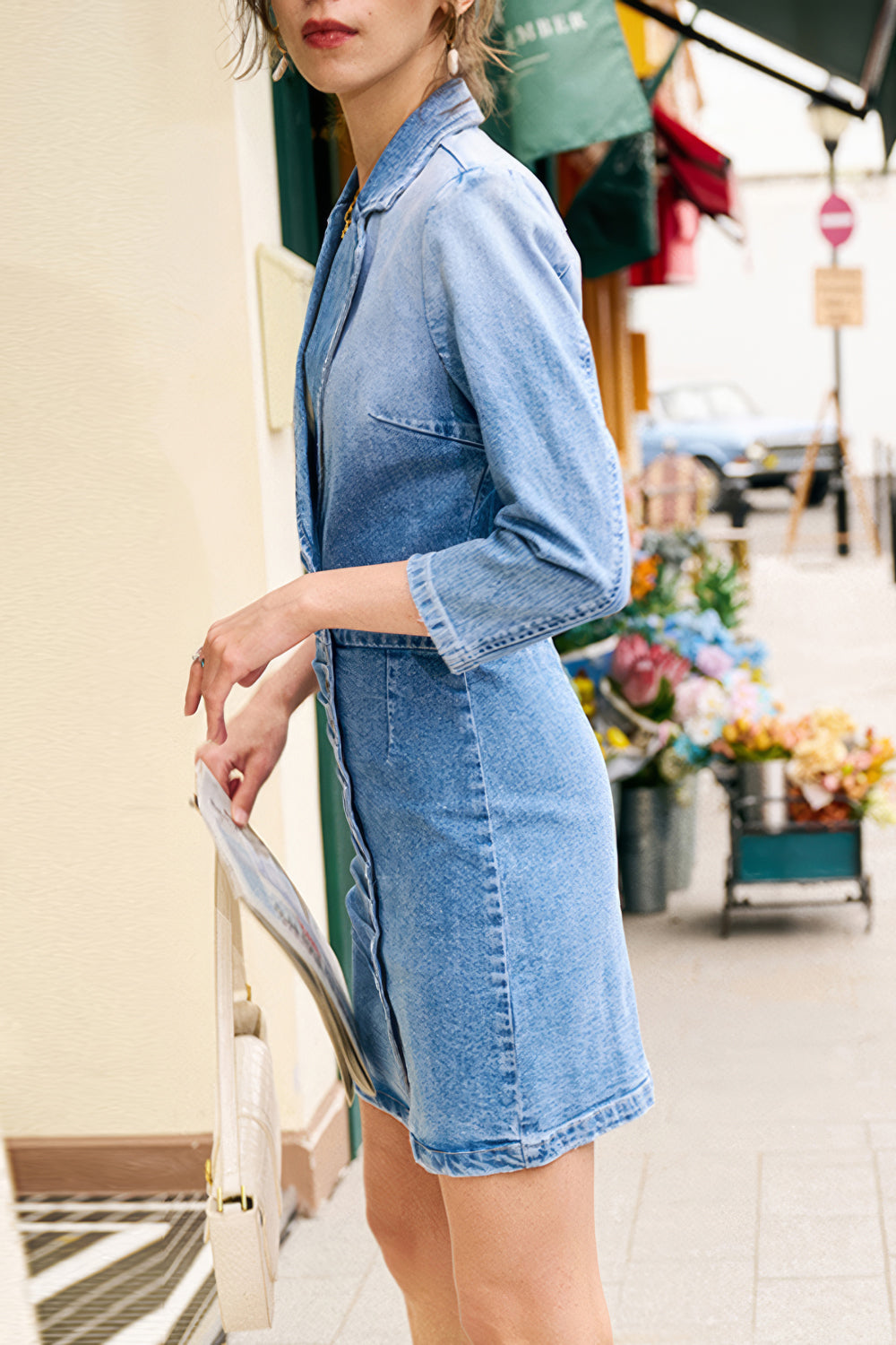 Button-Down Denim Mini Dress