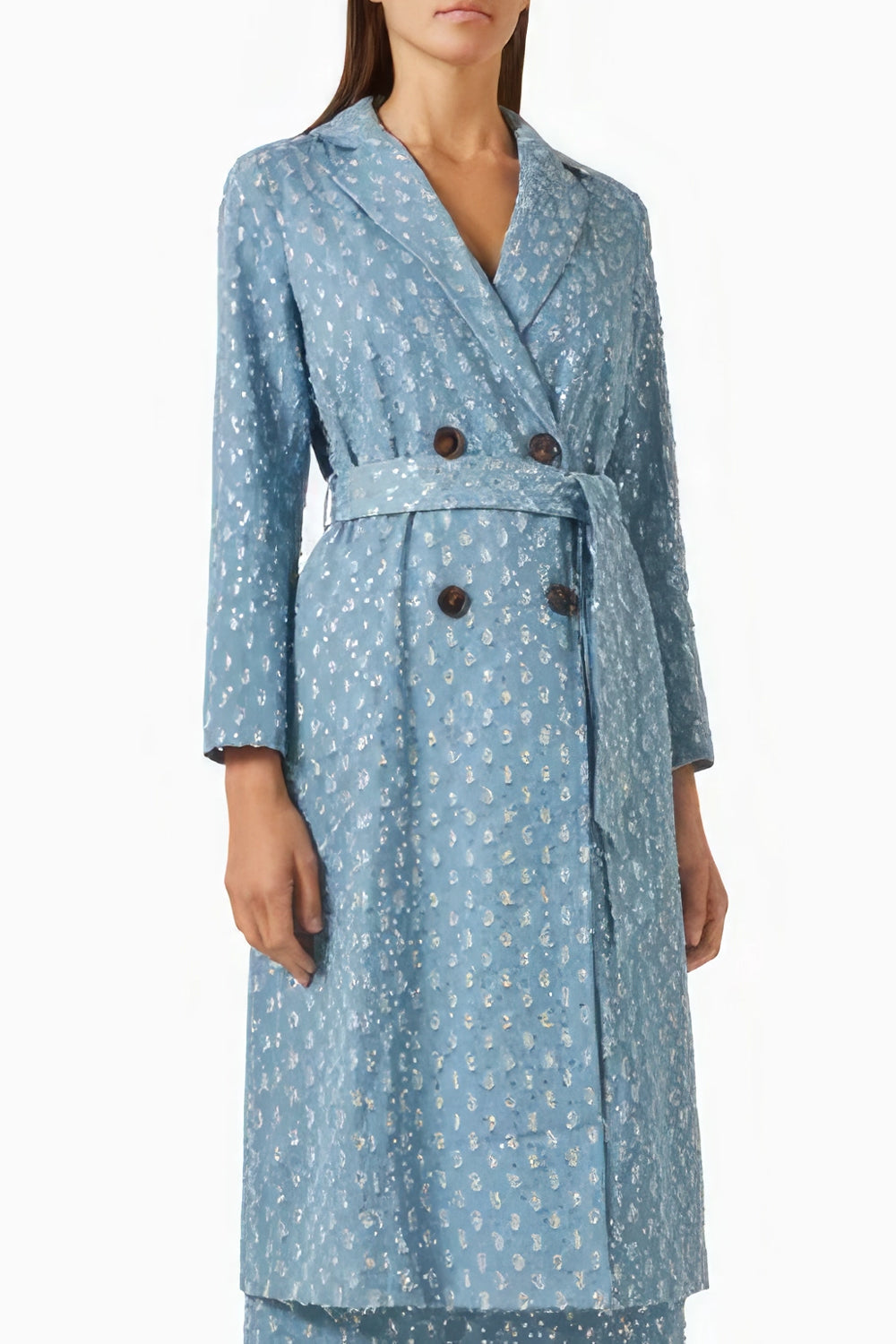 Lace-Up Denim Trench Coat