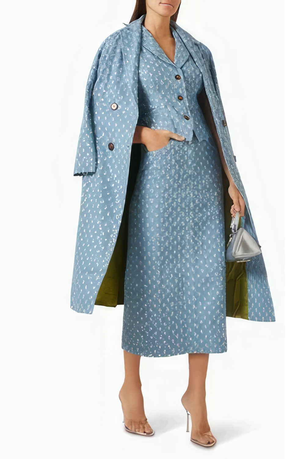 Lace-Up Denim Trench Coat