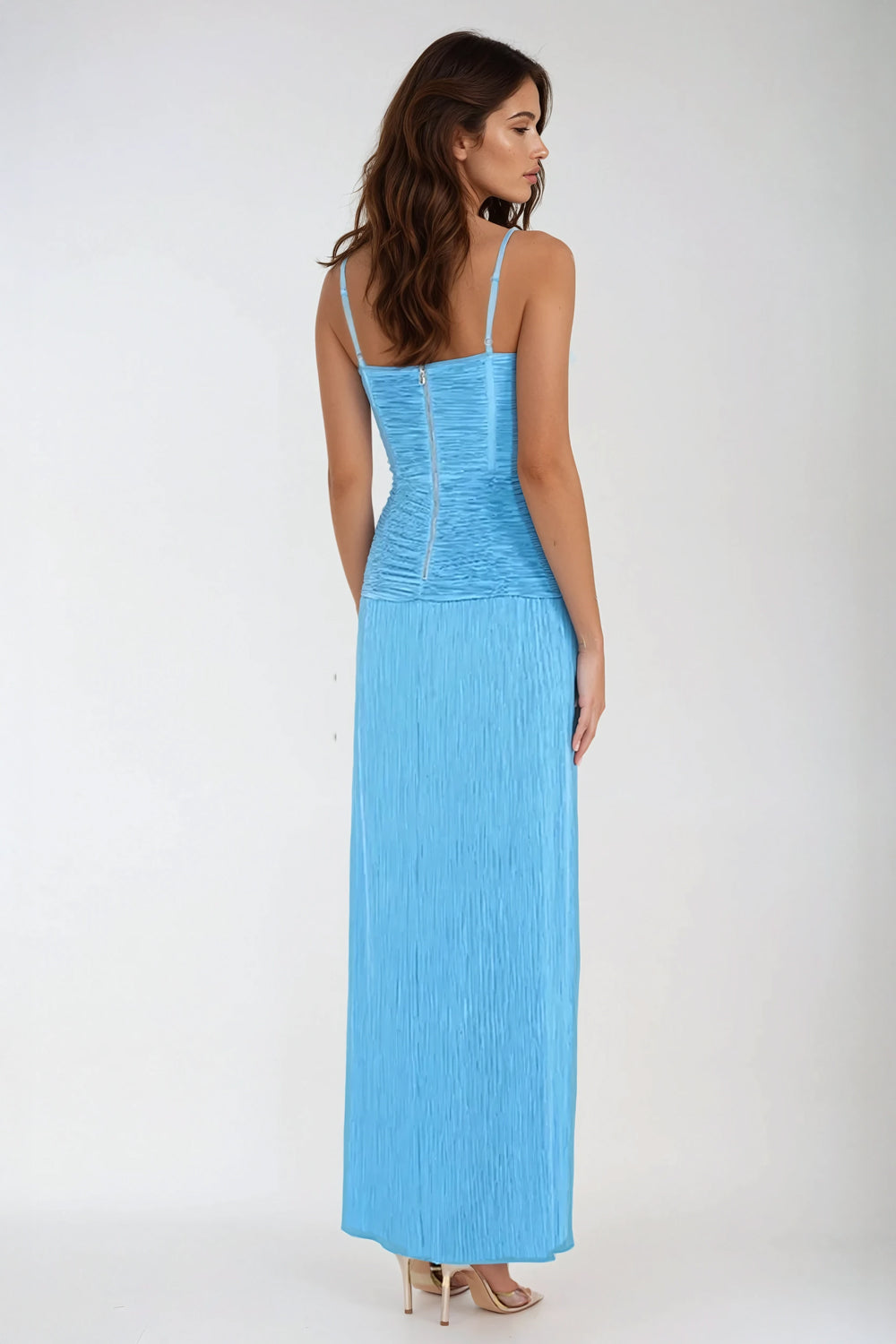 Chain Accent Strap Maxi Dress - Blue