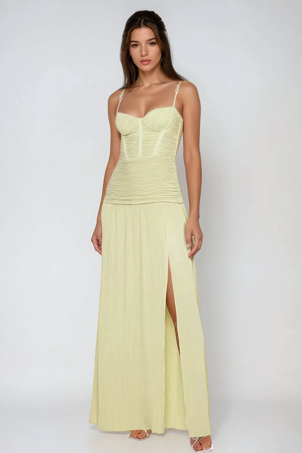 Chain Accent Strap Maxi Dress - Green