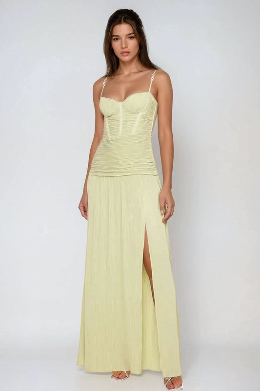 Chain Accent Strap Maxi Dress - Green