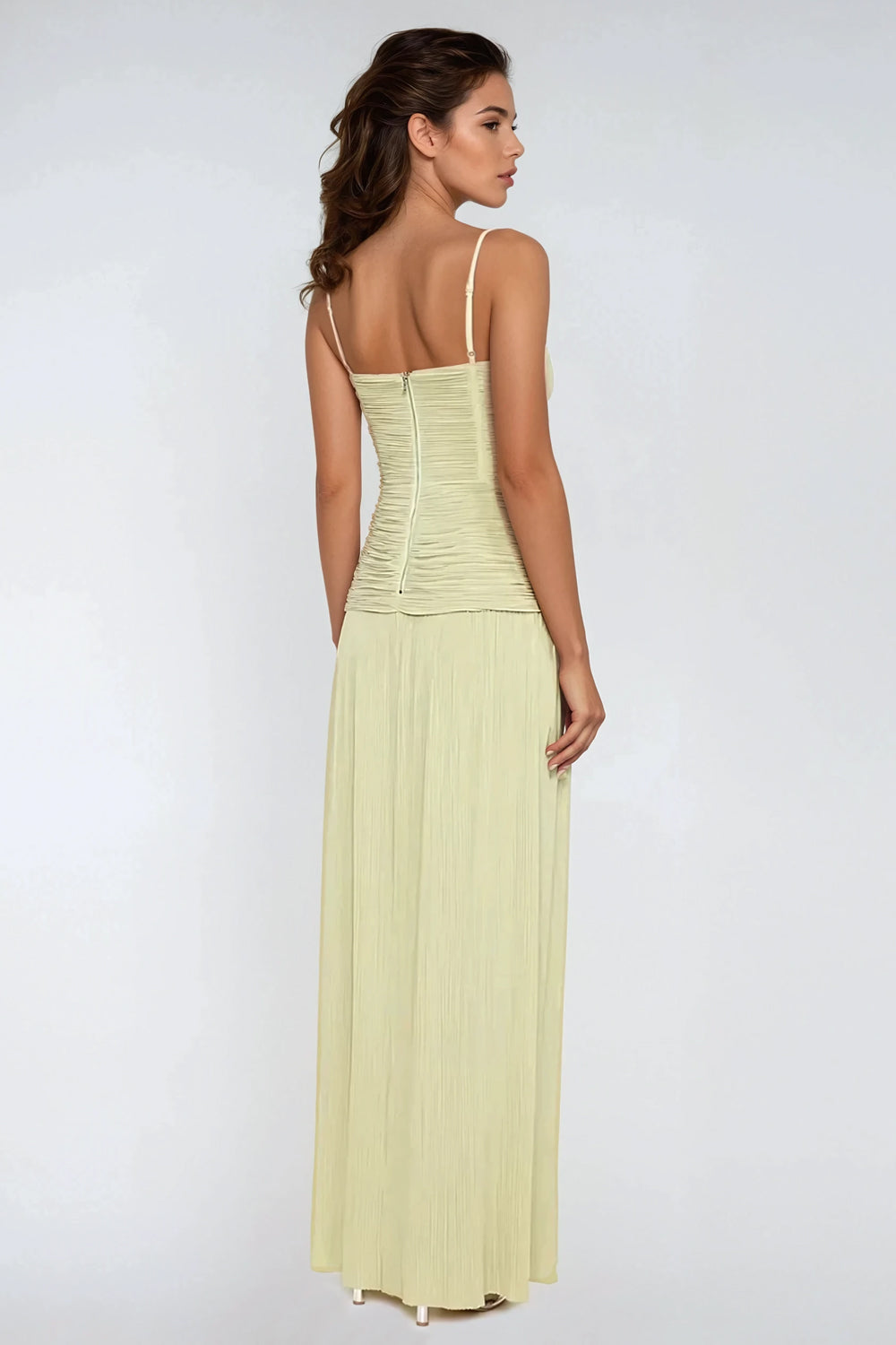 Chain Accent Strap Maxi Dress - Green