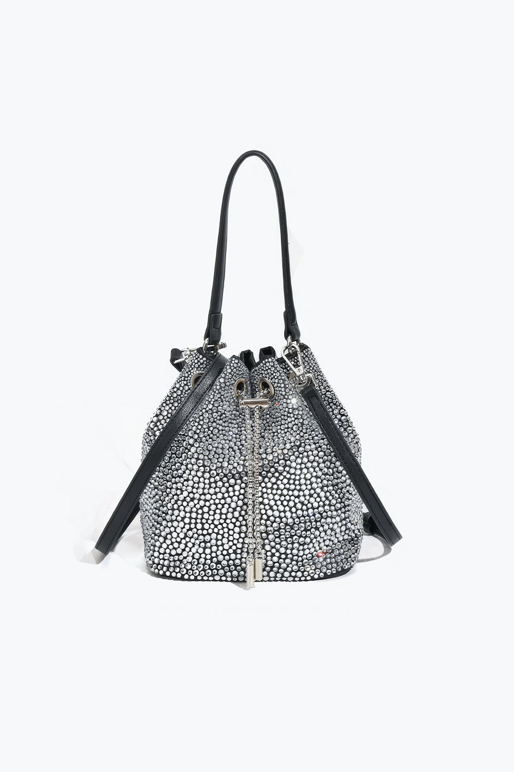 Rhinestone Drawstring Bucket Bag with Shoulder Strap