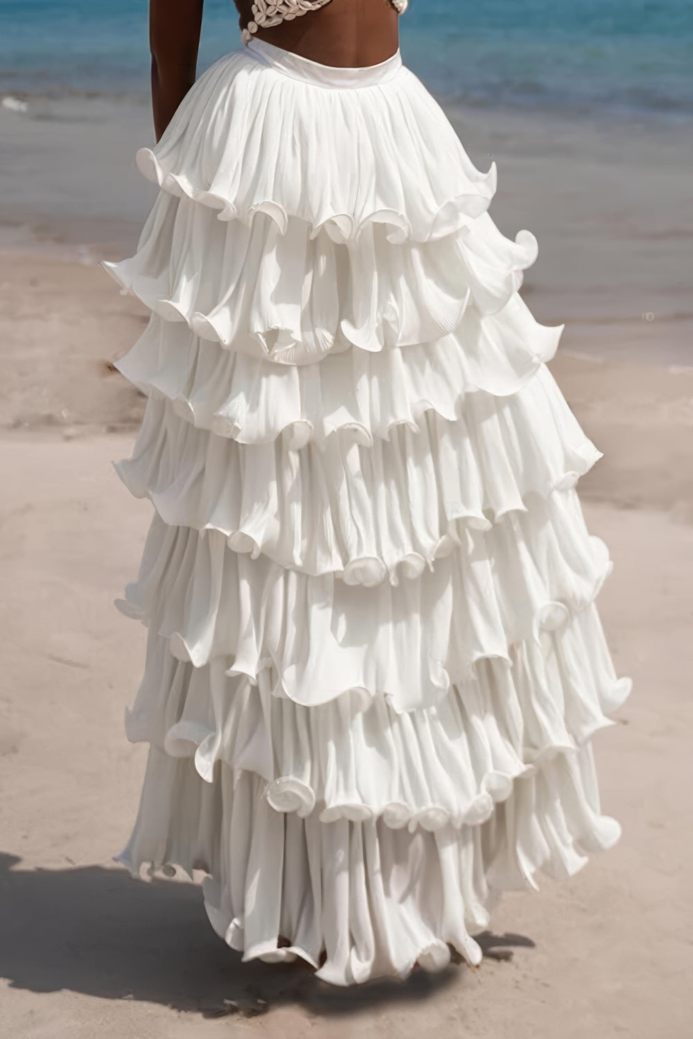 High-Waisted Tiered Ruffle Maxi Skirt