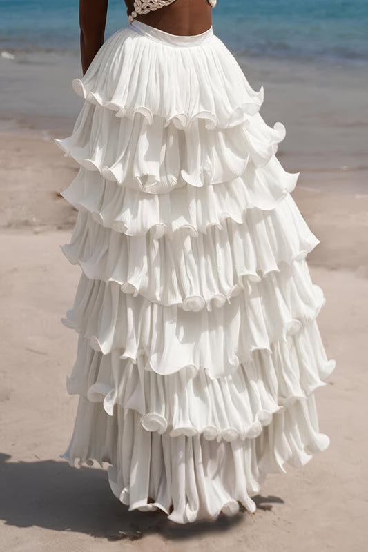 High-Waisted Tiered Ruffle Maxi Skirt