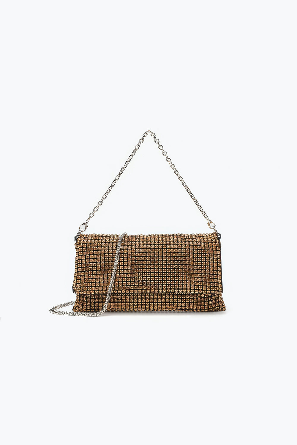 Rhinestone Mesh Chain Shoulder Bag