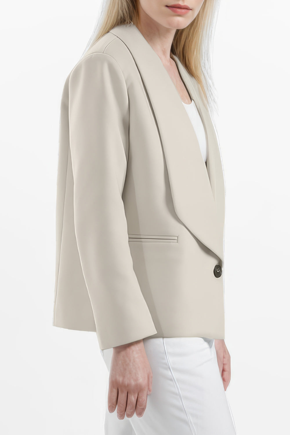 Elegant Notched Collar Blazer with Side Pockets