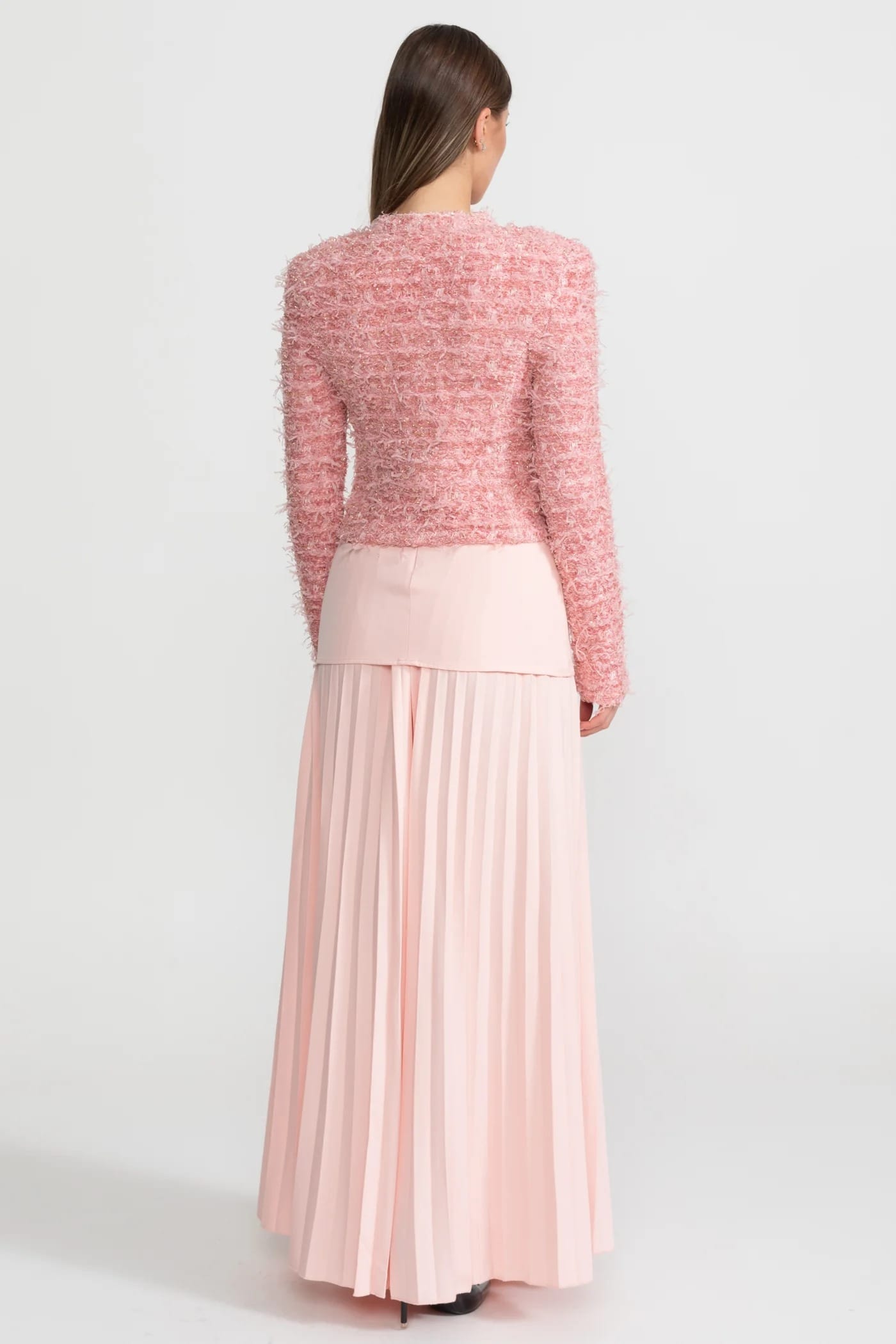 Textured Button-Front Jacket - Pink