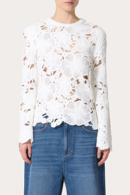 Floral Hollow Out Knit Top
